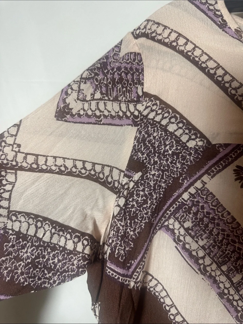Free People Cream Tunic/dress with Brown and Purple Geometric Print